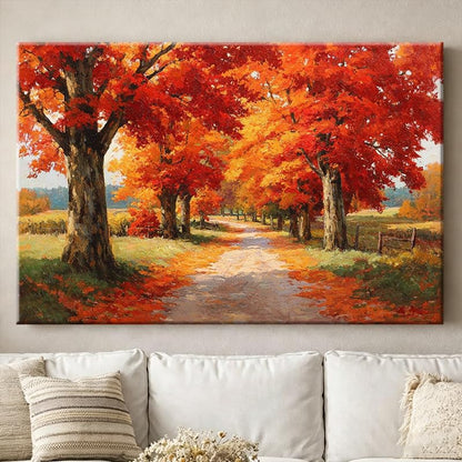 EverLasting Strokes Autumn Maple Tree Wall Art Canvas - 20x30in Fall Landscape