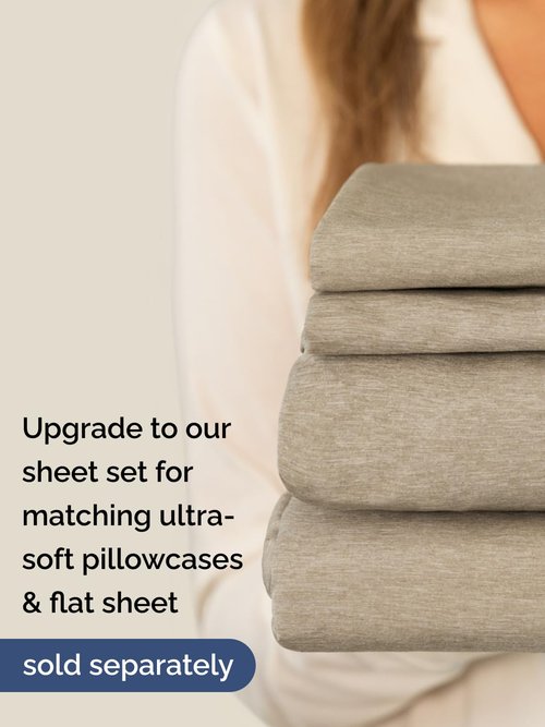 Extra Deep Twin Fitted Sheet - Hotel Luxury Single Fitted Sheet Only - Easily Fits 18 inch to 24 inch Mattress - Ultra Soft, Wrinkle Free w/Extra Deep Pockets - Breathable & Comfy - Heathered Beige