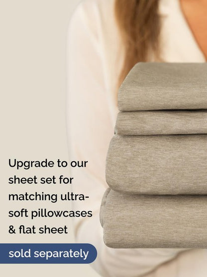 Extra Deep Twin Fitted Sheet - Hotel Luxury Single Fitted Sheet Only - Easily Fits 18 inch to 24 inch Mattress - Ultra Soft, Wrinkle Free w/Extra Deep Pockets - Breathable & Comfy - Heathered Beige