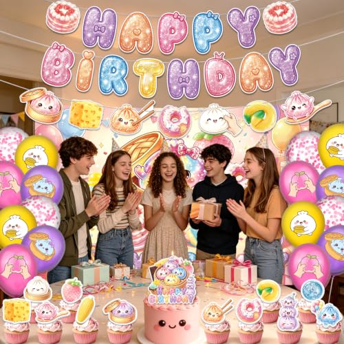 Squishy Birthday Party Decorations Kit with Banners, Balloons, Cake & Cupcake Toppers