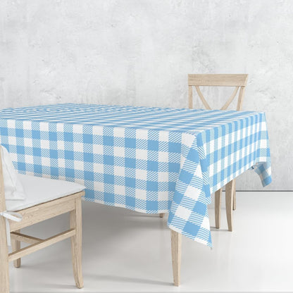 Skiennix Light Blue Checkered Tablecloth - 54" x 108" Waterproof Disposable Cover for Parties & Picnics