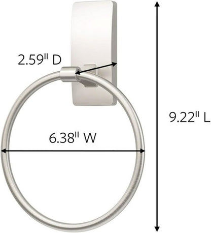 Command Hand Towel Holder - Satin Nickel | Water-Resistant & Rust-Resistant Bathroom Organizer, Holds 5 lbs