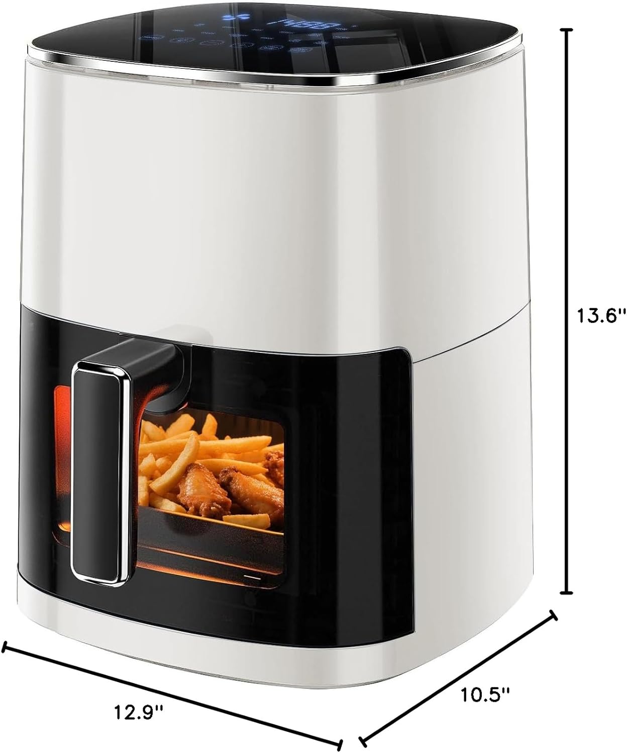 Simple Deluxe Air Fryer - 6.34 QT Digital Air Fryer with Visible Window & 12 Cooking Presets | Beige Finish