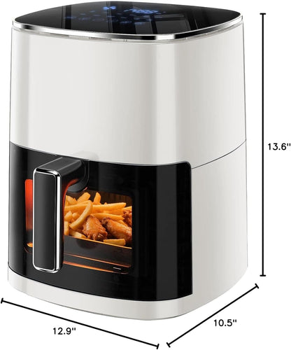 Simple Deluxe Air Fryer - 6.34 QT Digital Air Fryer with Visible Window & 12 Cooking Presets | Beige Finish