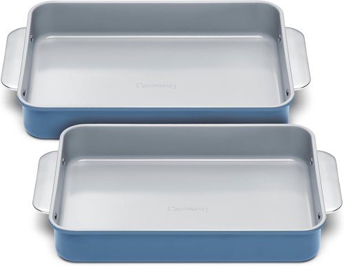 Caraway Non-Stick Ceramic 9”x13” Rectangle Pan Duo - Naturally Slick & Non-Toxic - Perfect for Brownies & Lasagnas - Slate