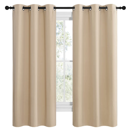 NICETOWN Room Darkening Curtain Panels for Cafe, Thermal Insulated Grommet Room Darkening Draperies/Drapes for Window (Biscotti Beige, 2 Panels, W42 x L68 -inch)
