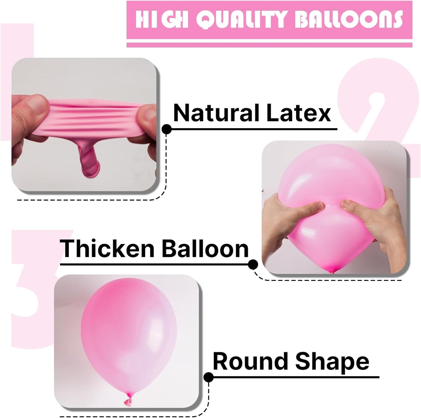 PartyWoo Pink Balloon Arch Kit - 127pcs Matte Pink Balloons in Various Sizes for Baby Showers & Celebrations