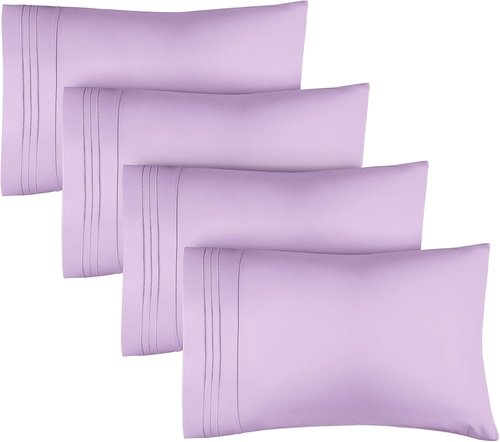 King Pillow Cases by [Brand Name] - Ultra Soft Hotel Quality Covers | Wrinkle-Free & Fade Resistant - 4 Piece Set in Lavender