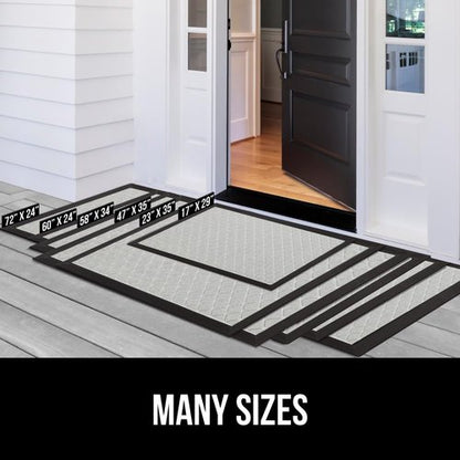GORILLA GRIP 100% Waterproof All-Season WeatherMAX Doormat US Designed Natural Rubber, Stain and Fade Resistant, Low Profile Indoor Outdoor Door Mats, Easy Clean Patio Mat, 23x35, Light Gray