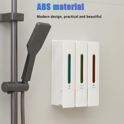 Shampoo and Conditioner Dispenser –Shampoo Dispenser for Shower, Shower Soap Dispenser Wall Mounted, Shower Dispenser 3 Chamber No Drill Body Wash Dispenser, Bathroom & Hotel Use, 1200ML, White