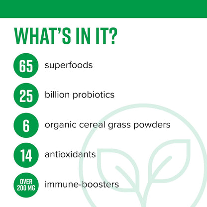 Vibrant Health Green Vibrance - Vegan Superfood Powder for Energy Boost | 60 Servings
