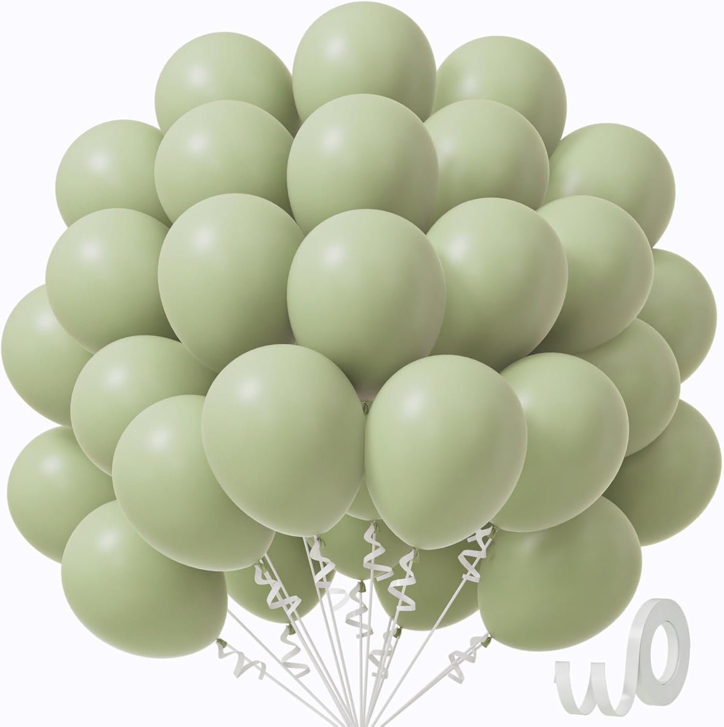 Sage Green Balloons | 12-Inch Dusty Green Party Balloons - 50pcs for Weddings & Celebrations