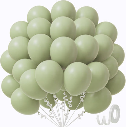Sage Green Balloons | 12-Inch Dusty Green Party Balloons - 50pcs for Weddings & Celebrations
