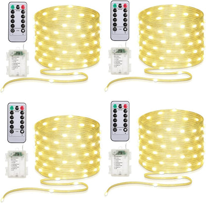 Skiennix 50 LED Battery Operated String Lights - 16.5ft Fairy Lights with Remote & Timer for Indoor/Outdoor Decor - Warm White
