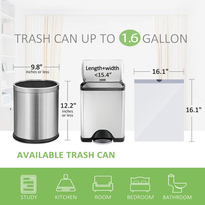 Teivio 1.6 Gallon Strong Drawstring Trash Bags - 120 Count White Liners for Home & Office