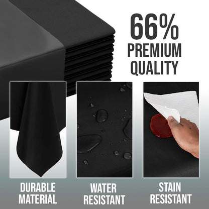 Skiennix Black Round Tablecloths - Disposable Plastic Table Covers for Indoor/Outdoor Events | 84" Inch, 48 Pack