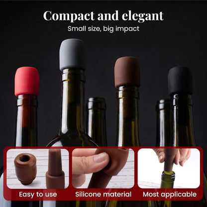 Silicone Wine Stopper for Wine Bottles, 2026 New Reusable Wine Bottle Stopper, Seal Bottle Cover for Beer Champagne, Wine Bottle Cover Caps for Home Use (4)