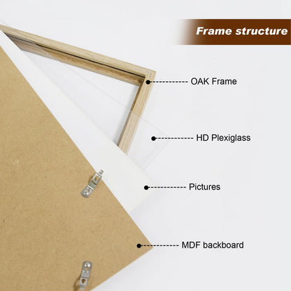 QTART 18X24 Picture Frame, 18x24 Frame Natural Oak Wood Poster Frame for Photo Wall Mounting Tabletop Display, 3pack 18 by 24 Picture Frames