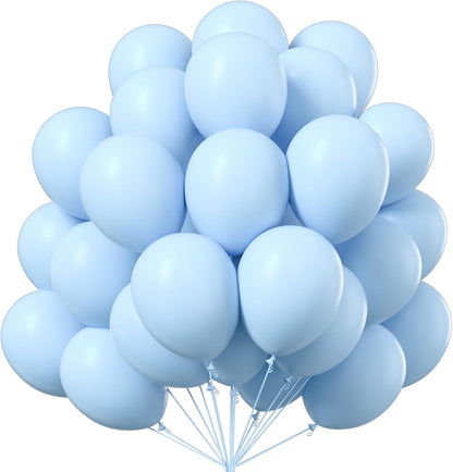 PartyWoo Baby Blue Balloons - 101pcs 12 Inch Light Pastel Aqua Balloons for Celebrations & Events