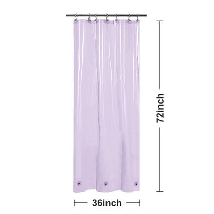 Barossa Design Clear Lavender Stall Shower Curtain Liner 36" W x 72" H - Waterproof Lightweight PEVA Plastic Shower Liner for Small Bathroom, 3 Bottom Magnets & Metal Grommets - Clear Lavender