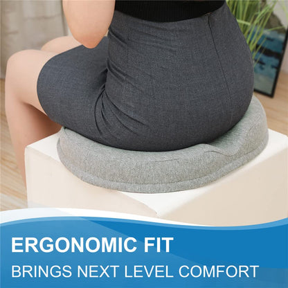 JEMA Donut Pillow, Tailbone Memory Foam Seat Cushion by Ergonomic Innovations for Sores, Coccyx, Sciatica, Pregnancy, Post Natal (Grey)