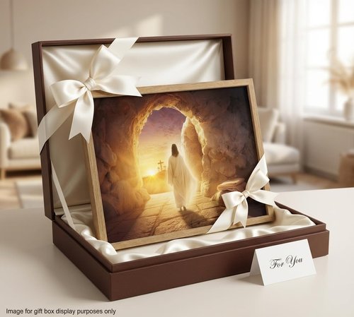 KYSNGMT Framed Jesus Resurrection Wall Art - He Is Risen Canvas Print for Home Decor | Easter Religious Gift
