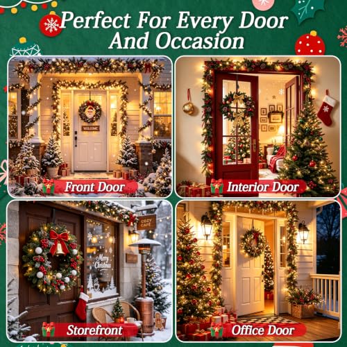 Adjustable Wreath Hanger for Front Door - Hidden Cord & Easy Height Adjustment