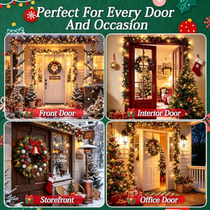 Adjustable Wreath Hanger for Front Door - Hidden Cord & Easy Height Adjustment