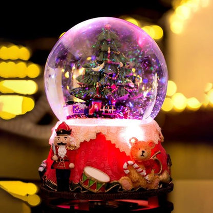 LOVE FOR YOU Nutcracker Christmas Tree Music Box - Colorful Light Xmas Train Snow Globe for Kids & Women