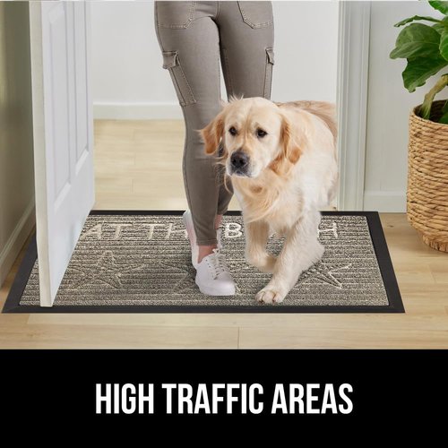 GORILLA GRIP 100% Waterproof All-Season WeatherMAX Doormat 35x23, US Designed Natural Rubber, Stain and Fade Resistant, Low Profile Indoor Outdoor Door Mats, Easy Clean Patio Mat, Sand Beach