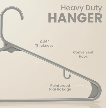 Utopia Home Plastic Hangers - Durable Space-Saving Closet Organizers - 20 Pack in Grey for Shirts, Pants & Coats