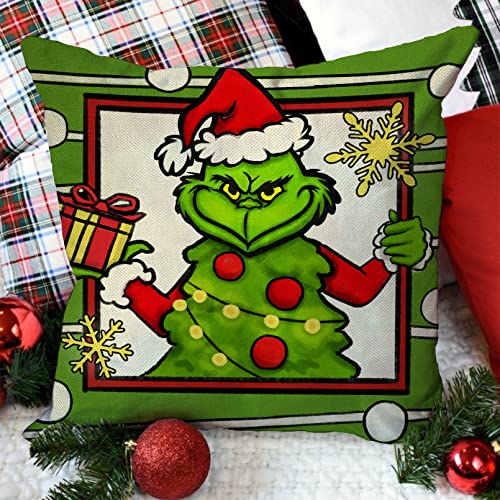 20x20 Inch Christmas Decorative Throw Pillow Covers Set - Santa Tree Xmas