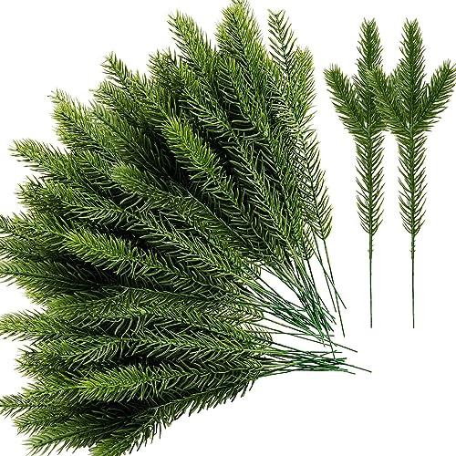 Artificial Pine Needles Branches Garland - 45 Pack, 10.2 x 2.5 Inch Green Holiday Decor
