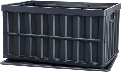 VEVOR 65L Collapsible Storage Bins - Stackable Utility Crates with Lids for Organizing Tools, Food & More