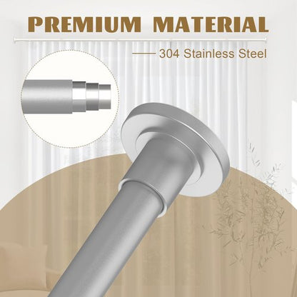 GXOACKJ Shower Curtain Rod Tension - 31-52 Inch Silver Adjustable Spring Tension Curtain Rods, Shower Curtain Rod for Bathroom No Drill, Non-slip, Stainless Steel
