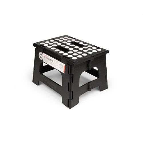 Kikkerland Rhino Foldable Step Stool – Holds Adults up to 300 Lbs, Best for Kitchen & Bathroom – Collapsible, Portable, Lightweight Stepping Stool with Sturdy, Non-Slip Design – Black, 8”
