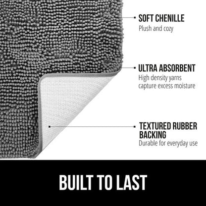 GORILLA GRIP Bath Rug & Loofah Shower Mat Bundle - Gray | 24x17 & 24x16 Sizes