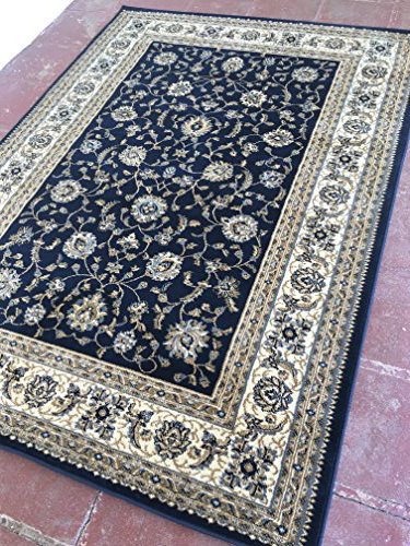 Deir Debwan Traditional Persian Area Rug 330,000 Point Dark Blue Design 601 (5 Feet 3 Inch X 7 Feet 2 Inch)