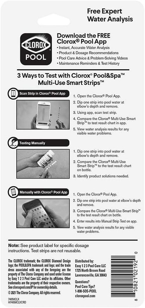 Clorox Pool&Spa My Pool Care Assistant - 50 Test Strips for Easy Pool Maintenance