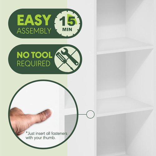 Furinno Pasir 3-Tier Open Shelf Bookcase - Easy No Tool Assembly | Elegant White Finish