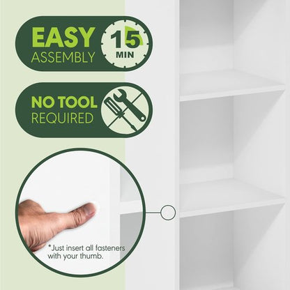Furinno Pasir 3-Tier Open Shelf Bookcase - Easy No Tool Assembly | Elegant White Finish