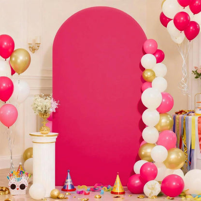 Skiennix 7.2 FT Hot Pink Spandex Arch Backdrop Cover - Perfect for Weddings & Baby Showers
