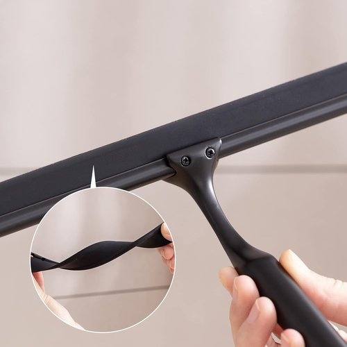 Ettori Shower Squeegee - All-Purpose Stainless Steel for Glass Doors, Windows & Mirrors | 10-Inch Black