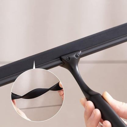 Ettori Shower Squeegee - All-Purpose Stainless Steel for Glass Doors, Windows & Mirrors | 10-Inch Black
