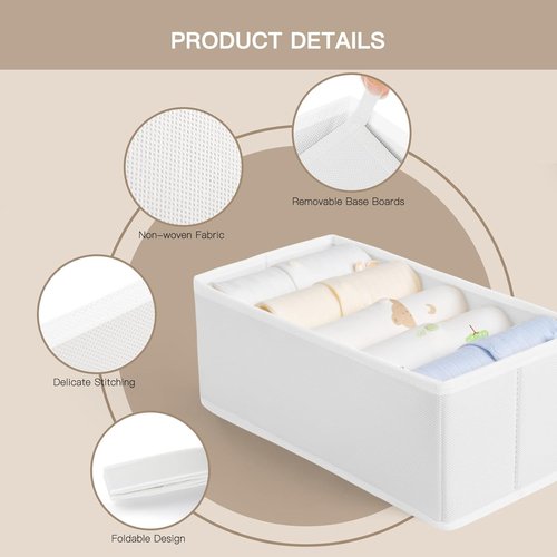 Criusia Drawer Organizer - 10 Pack Dresser Storage Bins for Baby Clothes & Underwear | Foldable White Dividers