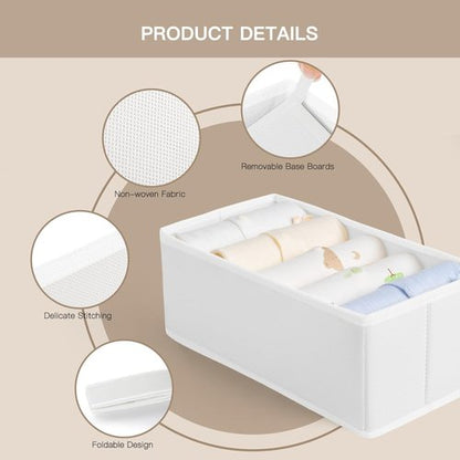 Criusia Drawer Organizer - 10 Pack Dresser Storage Bins for Baby Clothes & Underwear | Foldable White Dividers