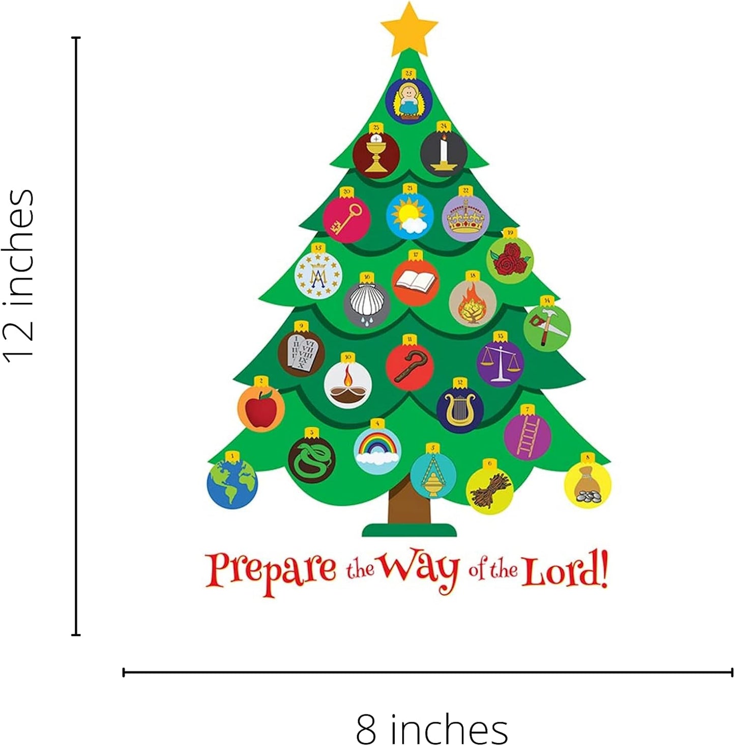 Needzo Jesse Tree Magnetic Advent Calendar - Traditional Christian Countdown to Christmas 2024, 8 x 12 Inches