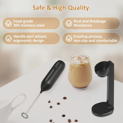 Skiennix Rechargeable Milk Frother - Powerful Handheld USB Type-C Foam Maker | Mini Mixer for Coffee & Lattes
