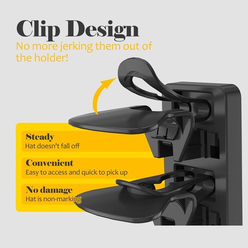 Hat Organizer | Skiennix Baseball Cap Rack - Adhesive Wall Mount, Stylish Black Design