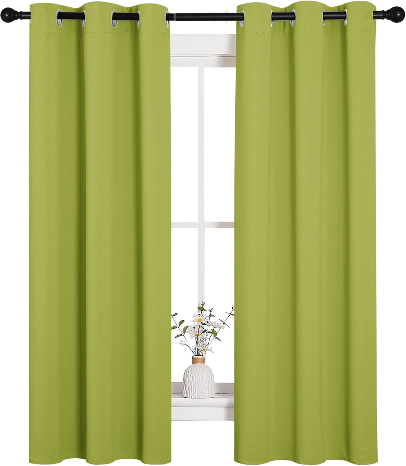 NICETOWN Blackout Curtain Panels - Thermal Insulated Grommet Top Drapes for Living Room | 34 x 63 Inches in Fresh Green